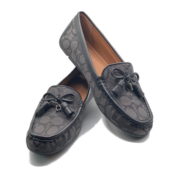 Coach Moira signature Jacquard Black and Gray loafers Size 7.5